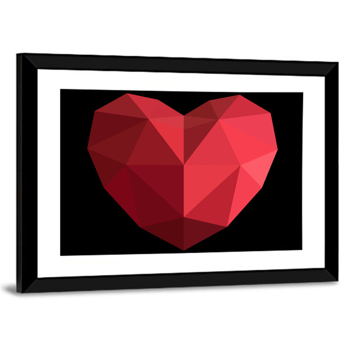 Low-poly Red Heart Wall Art as a framed print