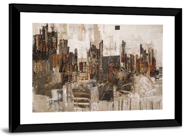 Brushstroke City Skyline Wall Art as a framed print