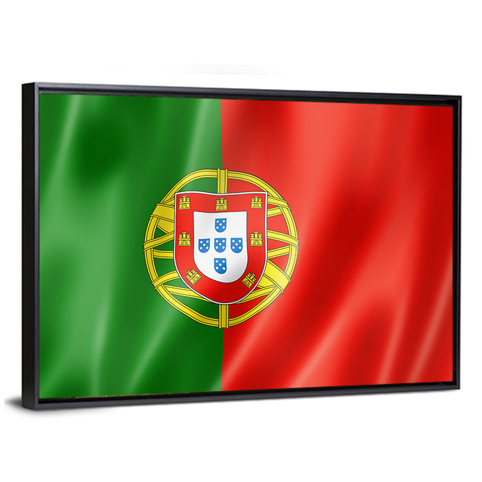 Portuguese Flag with Coat of Arms Wall Art as a framed canvas