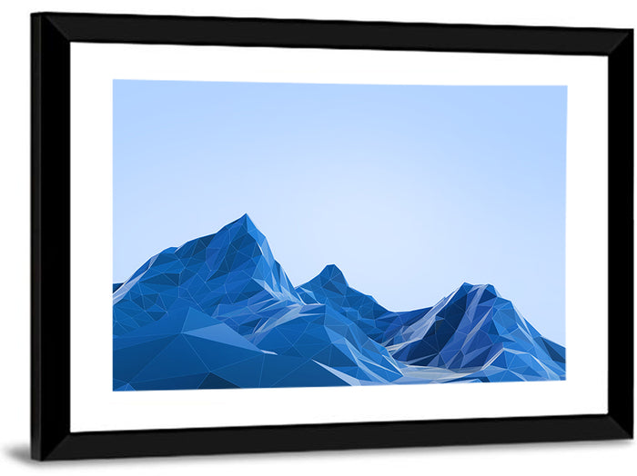 Blue Geometric Mountain Range Wall Art as a framed print