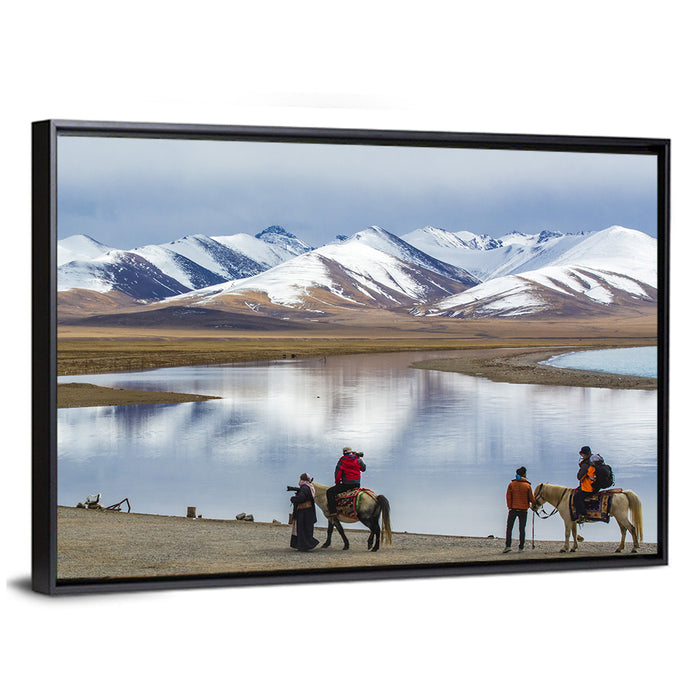 Namco Lake with Horse Riders Wall Art as a framed canvas
