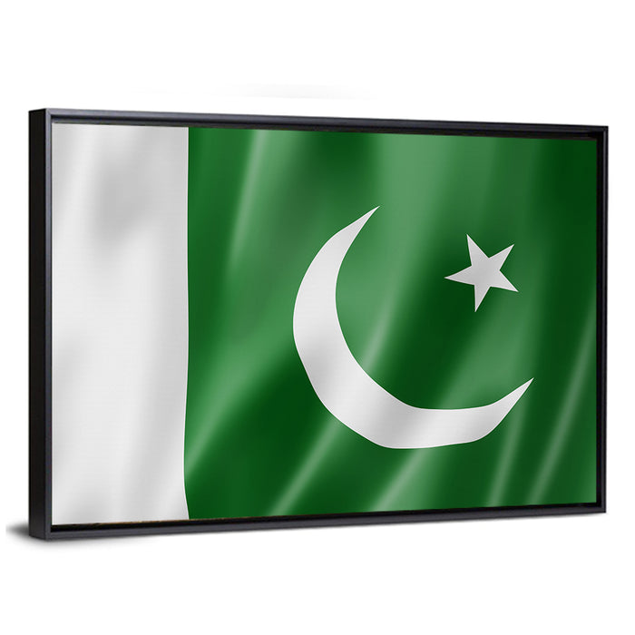 Waving Pakistan Flag Wall Art as a framed canvas