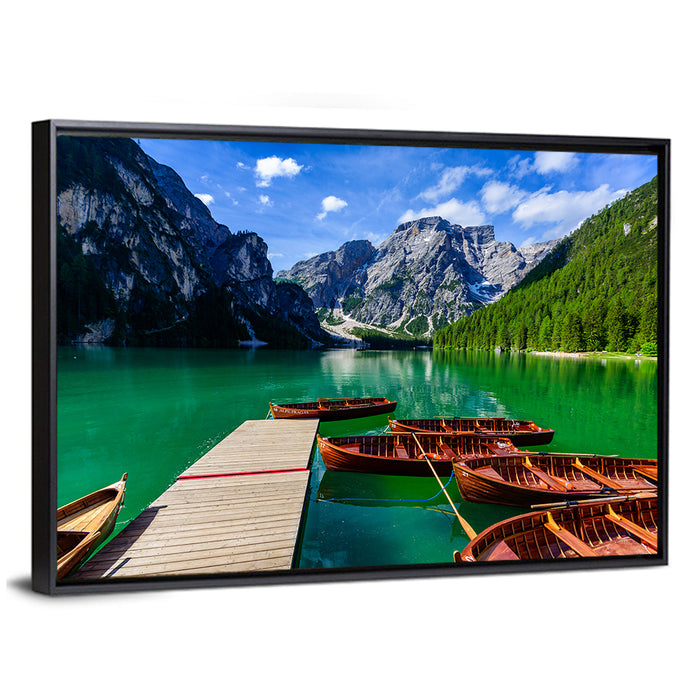 Lago Di Braies, Dolomites Wall Art as a framed canvas