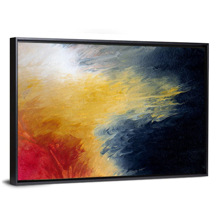 Solar Flare Oil Abstract Wall Art as a framed canvas