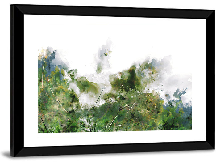 Wildflower Meadow Watercolor Wall Art as a framed print