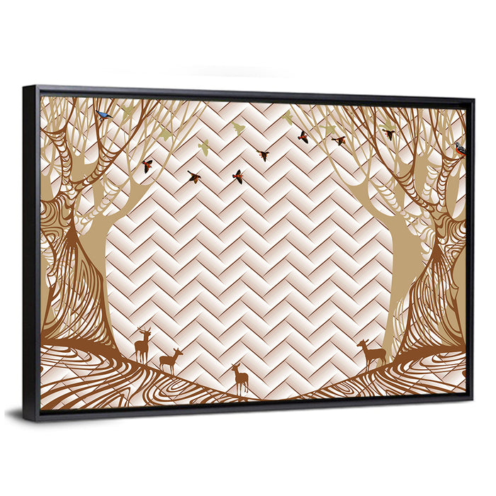 Marble Forest Silhouette Wall Art as a framed canvas