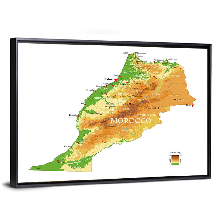Morocco Topographic Map Wall Art