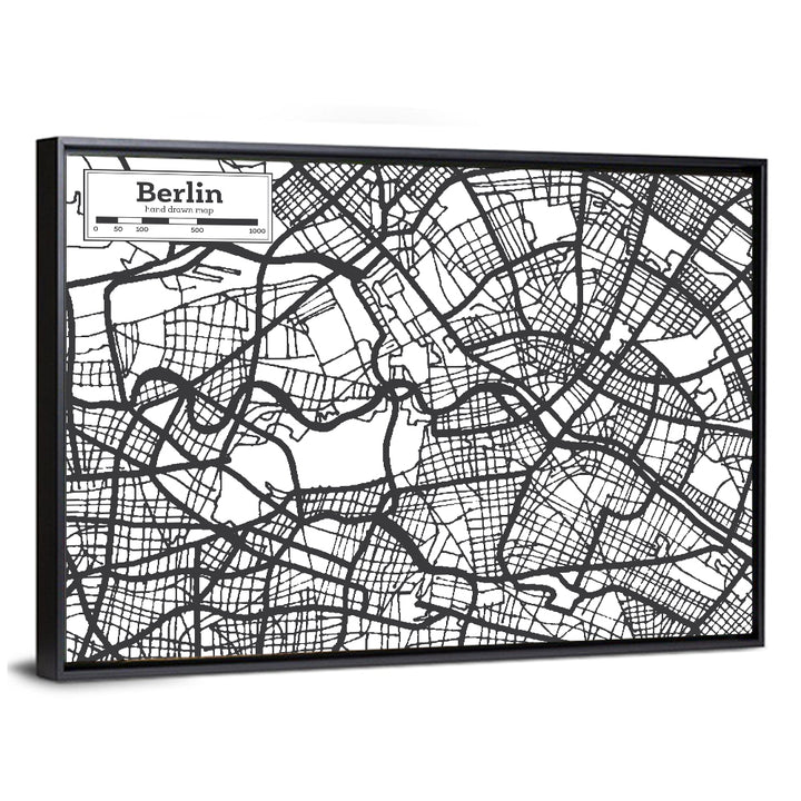 Hand-drawn Berlin City Map Wall Art
