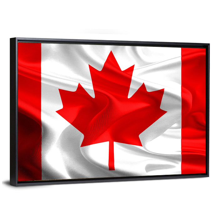 Waving Canadian Flag Wall Art as a framed canvas