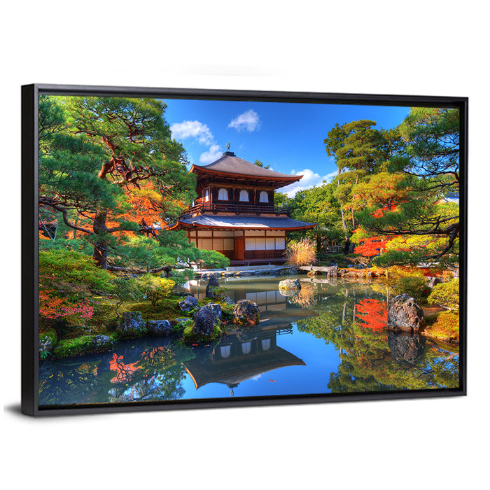 Ginkaku-ji Silver Pavilion, Kyoto Wall Art as a framed canvas