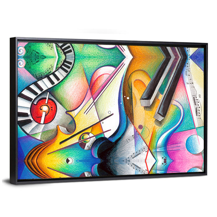 Hand Drawn Music Concept Wall Art as a framed canvas