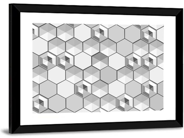 3d Isometric Hexagon Pattern Wall Art as a framed print