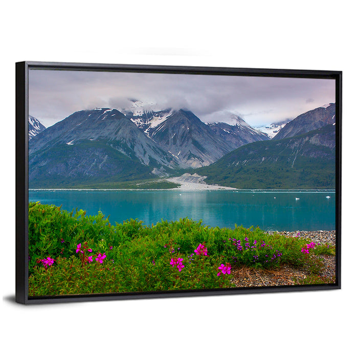 Glacier Bay Alaska Wildflowers Wall Art as a framed canvas