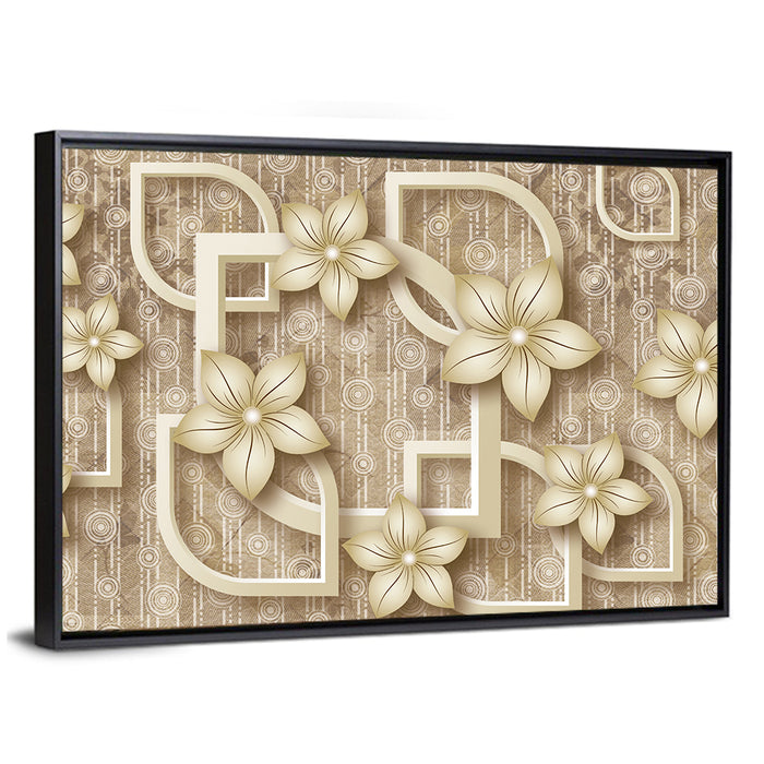 Layered 3d Floral Mural Wall Art as a framed canvas