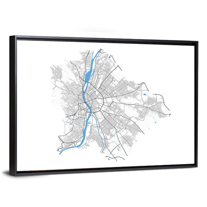 Budapest City Map Wall Art