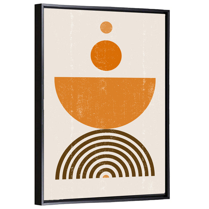 Boho Sun Arches in Orange Wall Art as a framed canvas