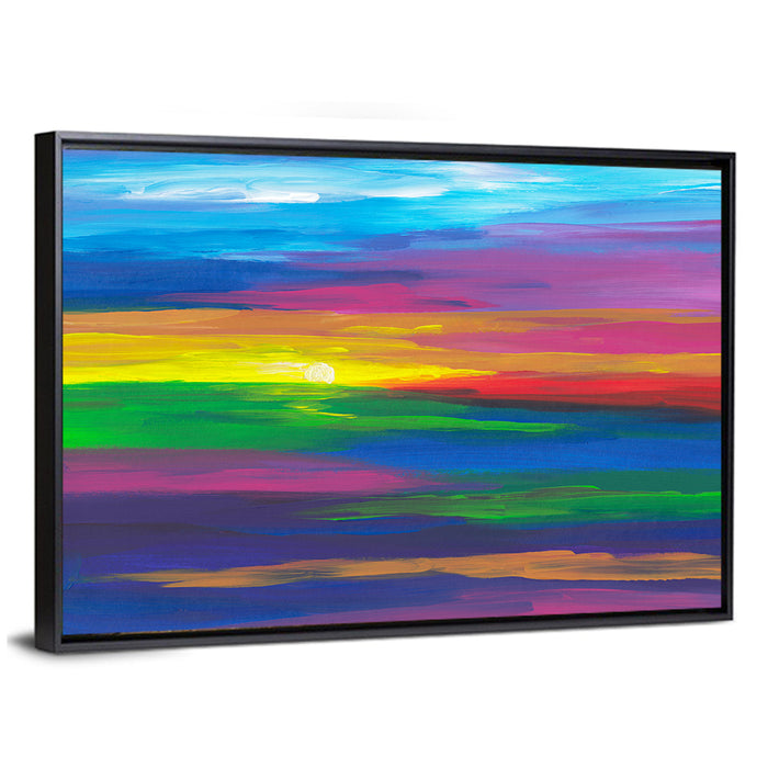 Colorful Abstract Sunset Wall Art as a framed canvas