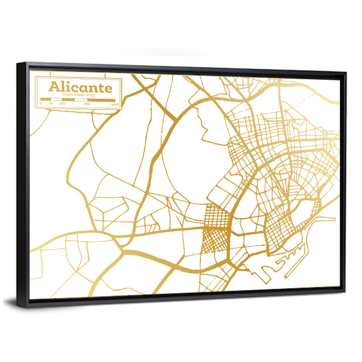 Alicante City Map Wall Art