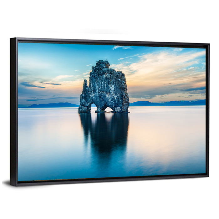 Hvítserkur Sea Stack, Hvammstangi Iceland Wall Art as a framed canvas