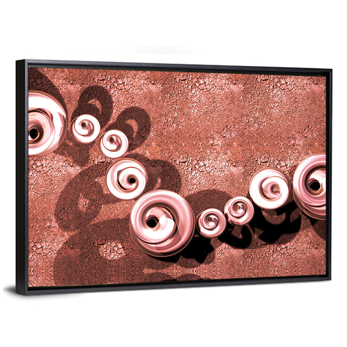 Spiral Copper Spheres Wall Art as a framed canvas