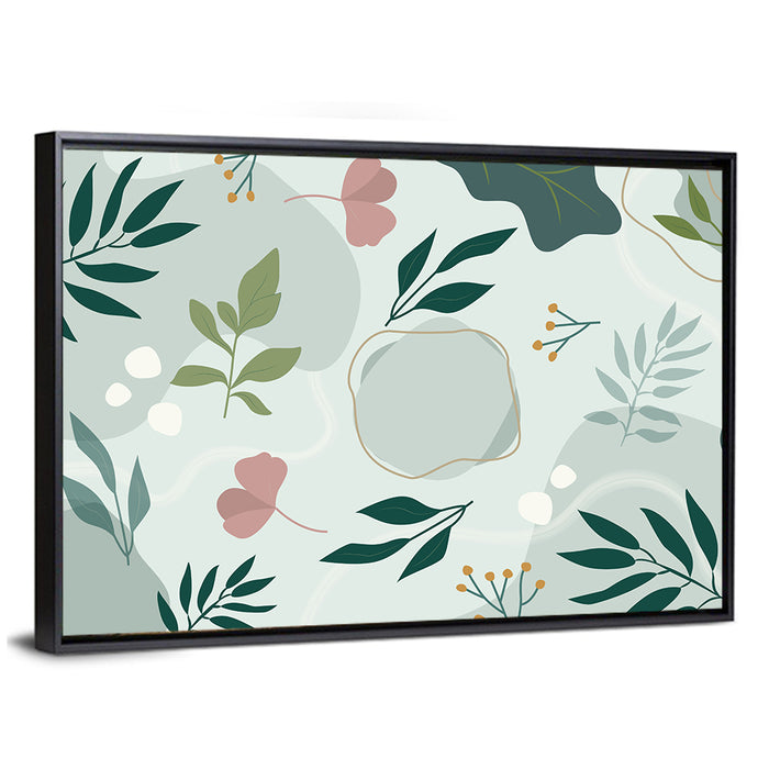 Layered Botanical Abstraction Wall Art as a framed canvas