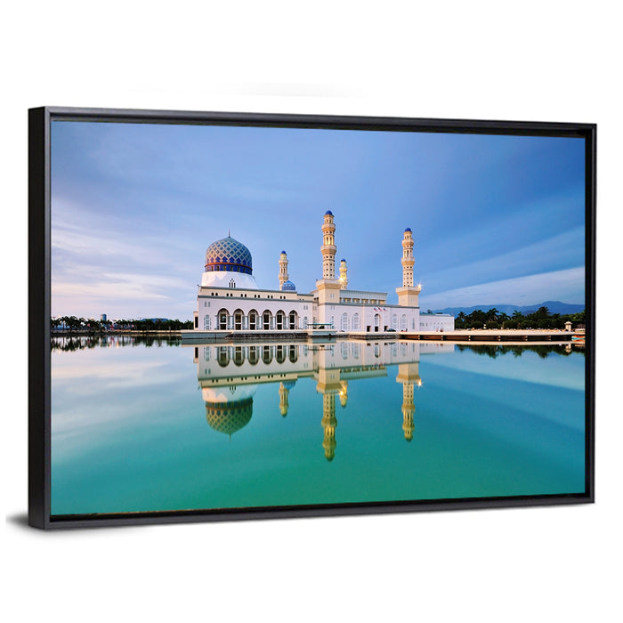 Kota Kinabalu Floating Mosque Wall Art as a framed canvas