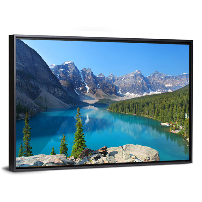 Moraine Lake, Canadian Rockies Wall Art as a framed canvas
