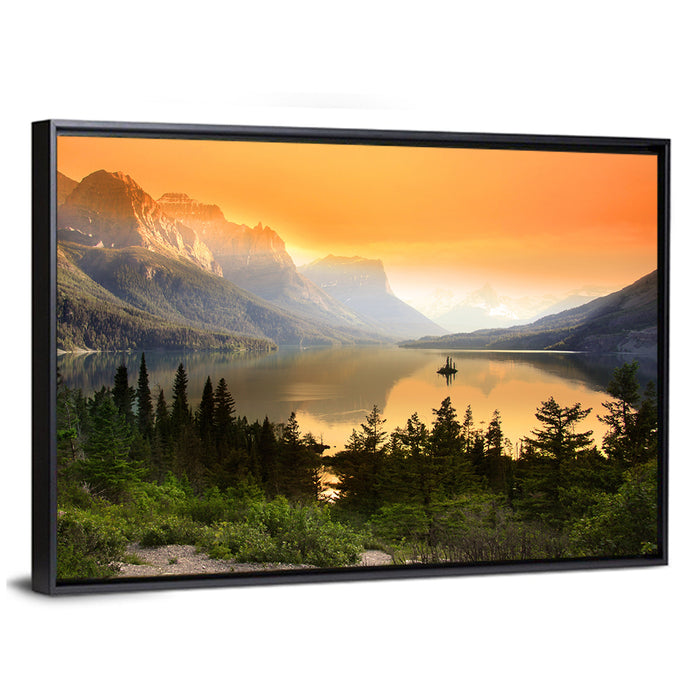 Saint Mary Lake, Wild Goose Island Wall Art as a framed canvas