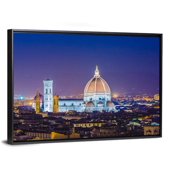 Florence Night Skyline Wall Art as a framed canvas