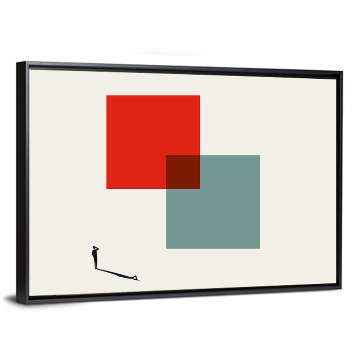 Silhouette with Overlapping Squares Wall Art as a framed canvas