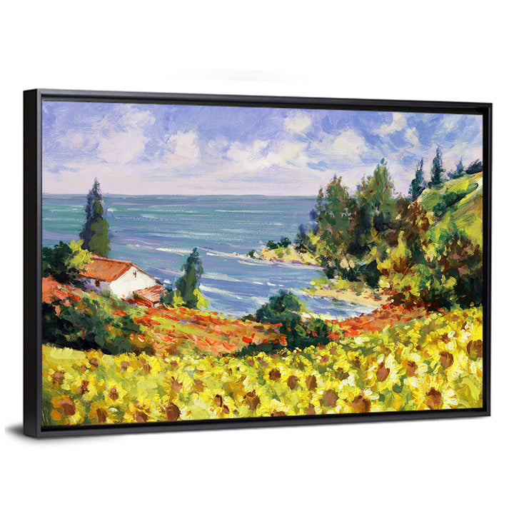 Sunflower Coastal Landscape Wall Art