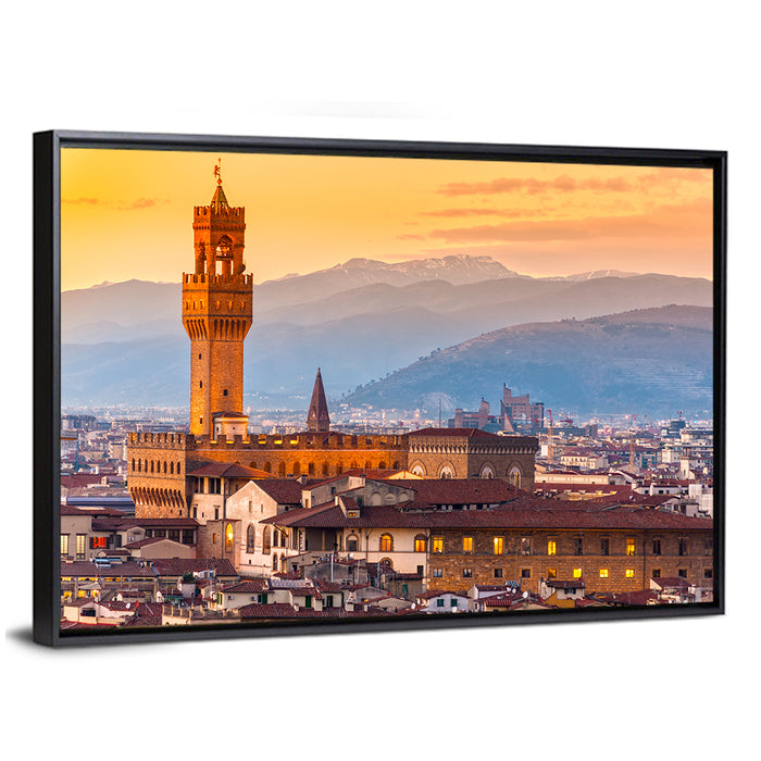 Palazzo Vecchio at Dusk Wall Art as a framed canvas