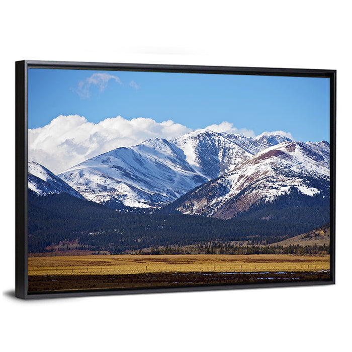 Snow-capped Colorado Peaks Wall Art as a framed canvas