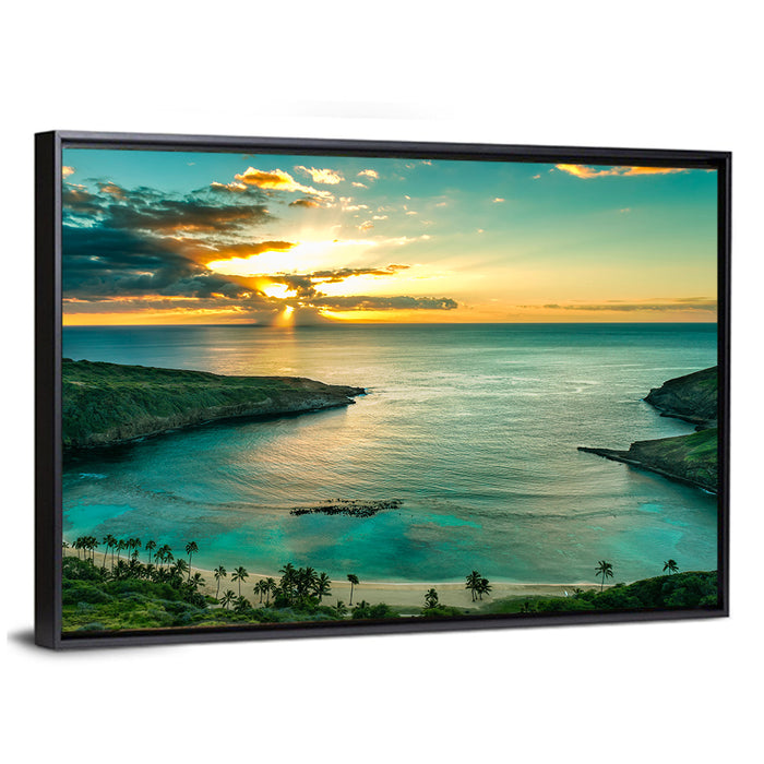 Sunrise Over Hanauma Bay Wall Art as a framed canvas