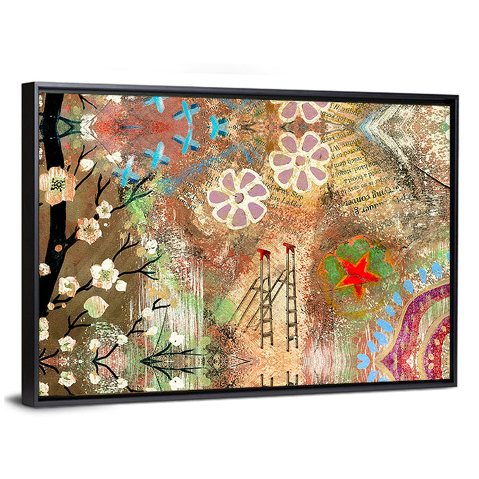 Vintage Scrapbook Collage Wall Art as a framed canvas