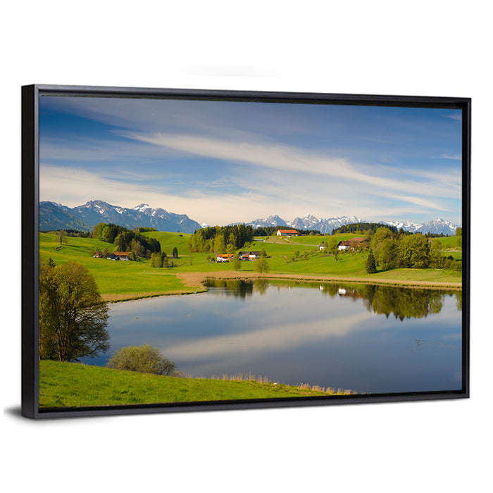 Bavarian Mountain Lake Wall Art as a framed canvas