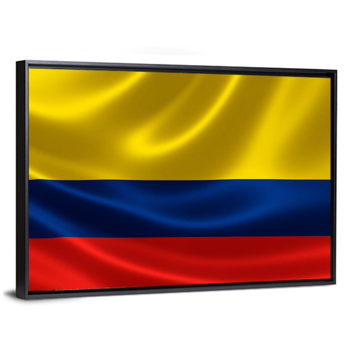 Colombian Flag with Rippling Texture Wall Art as a framed canvas