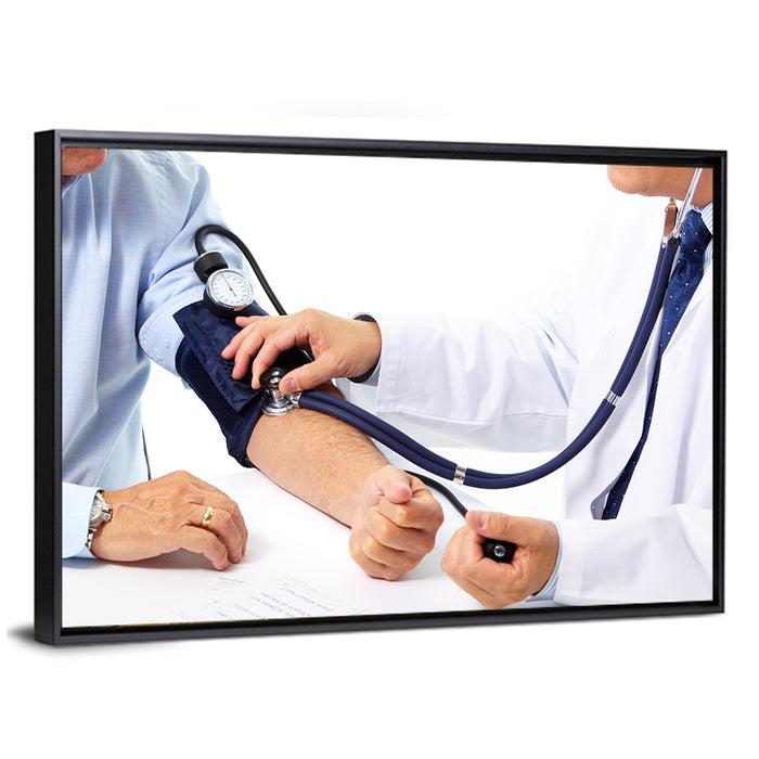 Blood Pressure Measurement Wall Art as a framed canvas