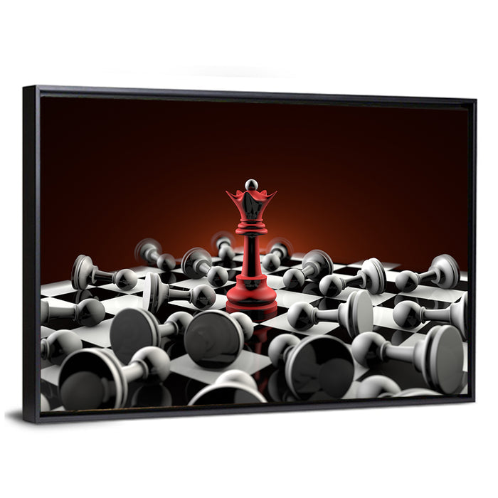Red Queen Chess Composition Wall Art as a framed canvas