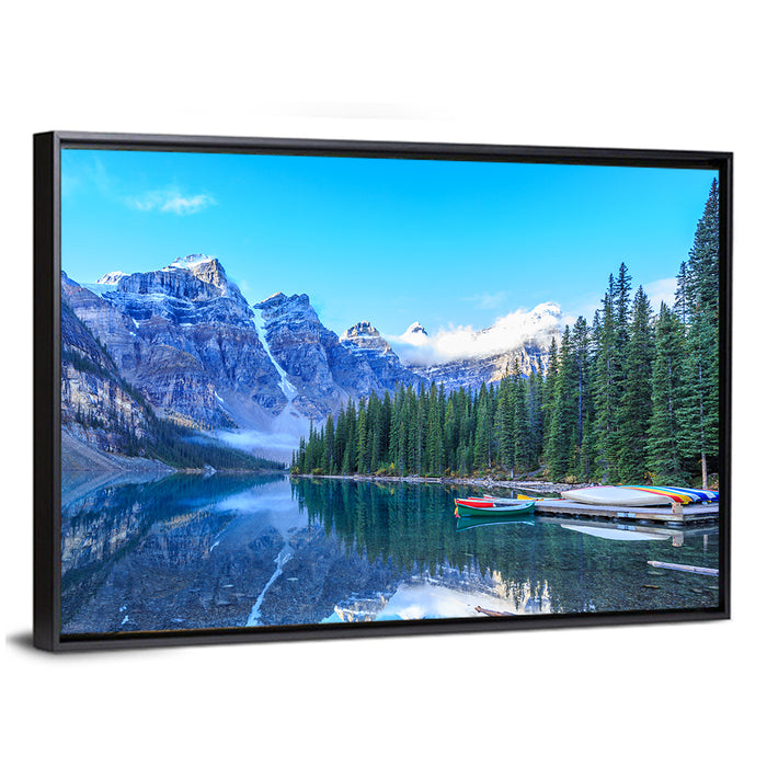 Moraine Lake Reflection, Banff Wall Art as a framed canvas