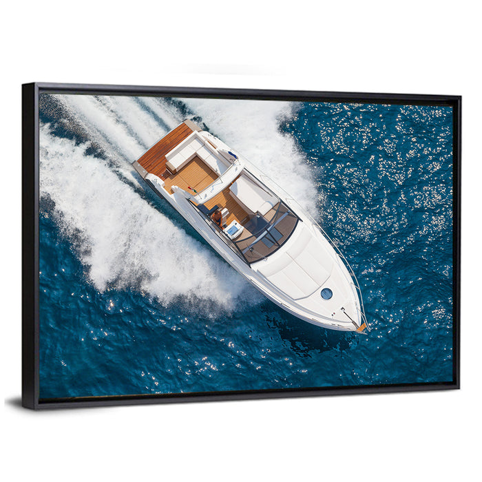Motor Yacht from Above Wall Art as a framed canvas