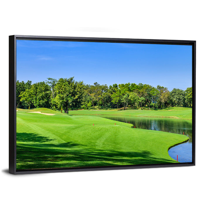 Green Golf Course Thailand Wall Art as a framed canvas