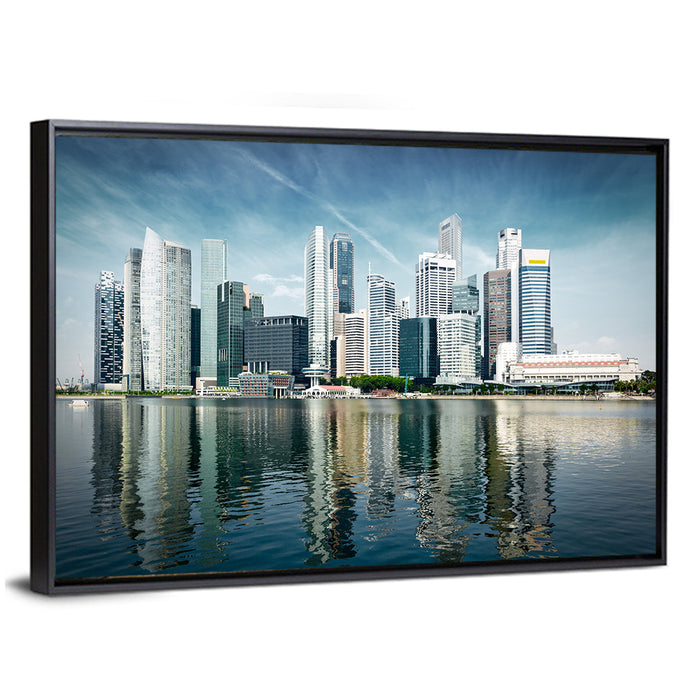 Singapore Marina Bay Skyline Wall Art as a framed canvas