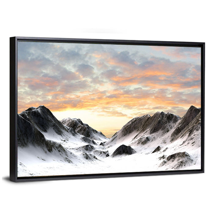 Snowy Mountain Peak Wall Art as a framed canvas