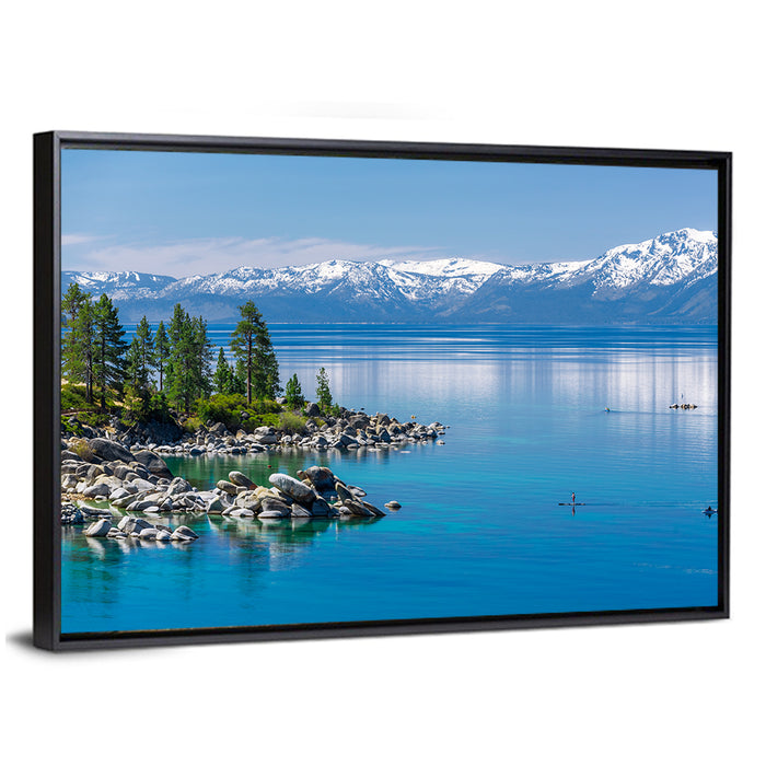 Lake Tahoe Shoreline View Wall Art as a framed canvas