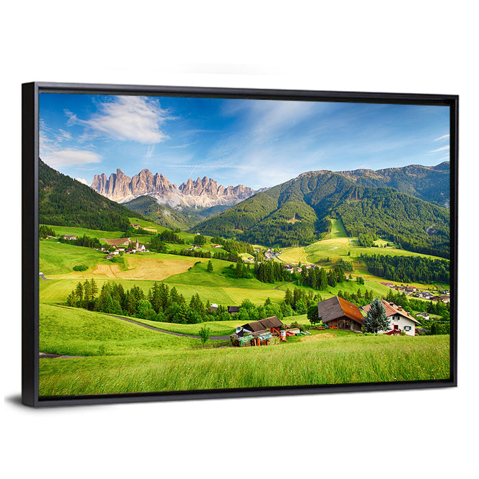Val Di Funes, Dolomites Wall Art as a framed canvas