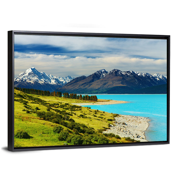Mount Cook Over Lake Pukaki Wall Art as a framed canvas
