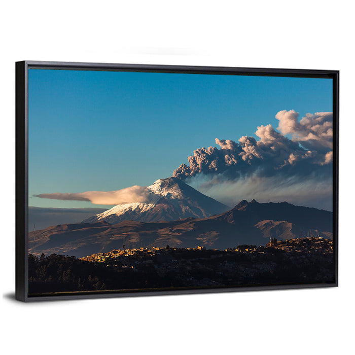 Cotopaxi Volcano Eruption Wall Art as a framed canvas