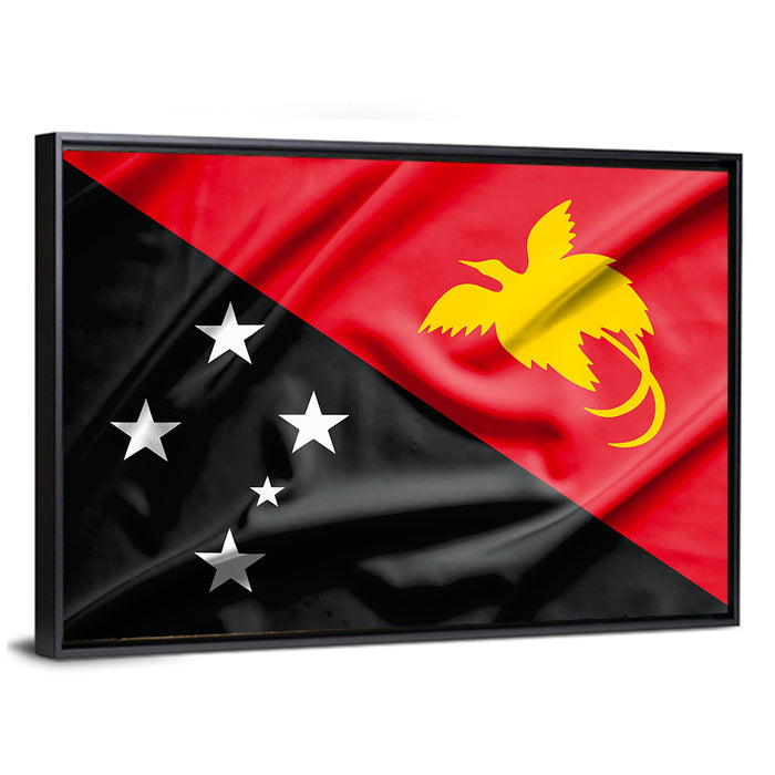 Papua New Guinea Flag Graphic Wall Art as a framed canvas
