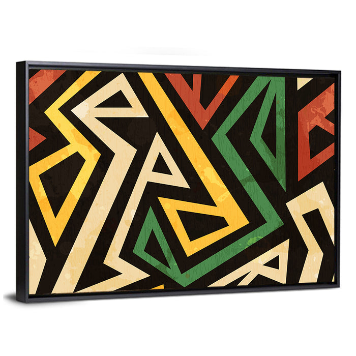African Geometric Pattern Wall Art as a framed canvas